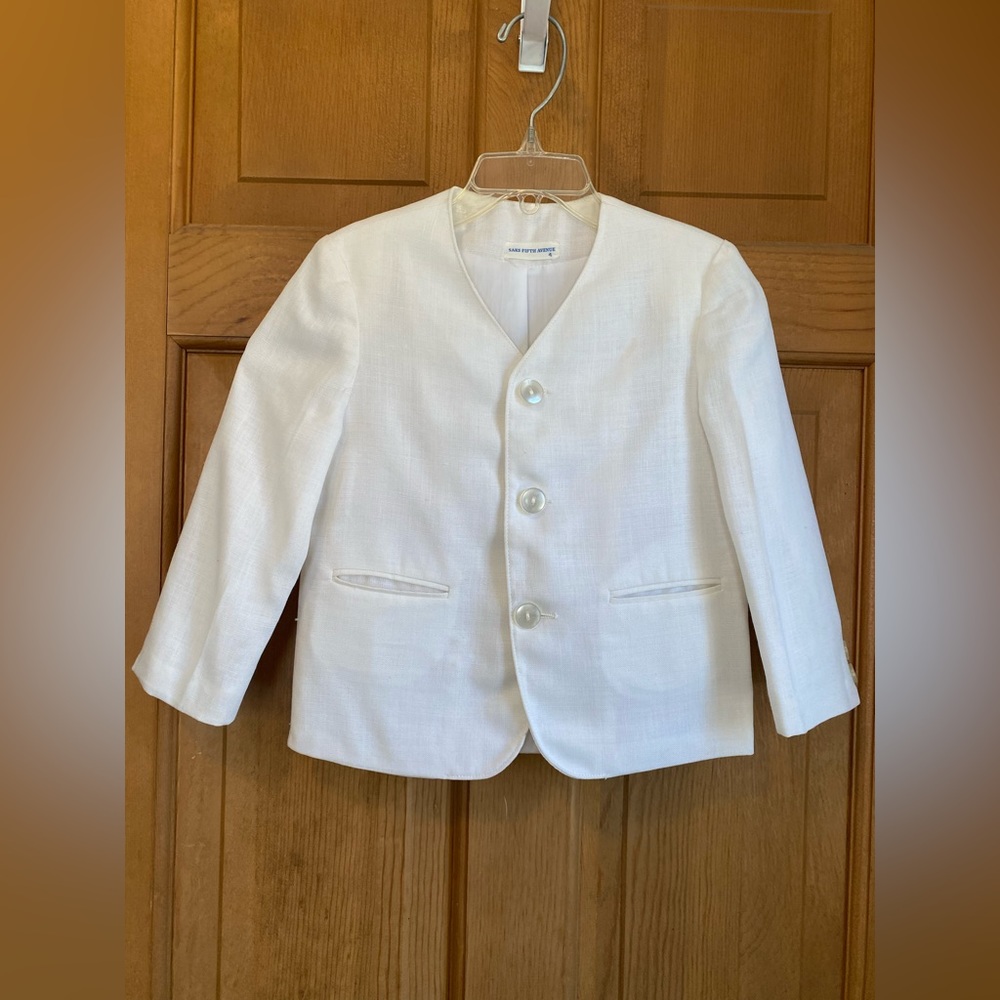 VTG Boys SAKS FIFTH AVENUE White Linen Jacket. Size 4. 1970s
